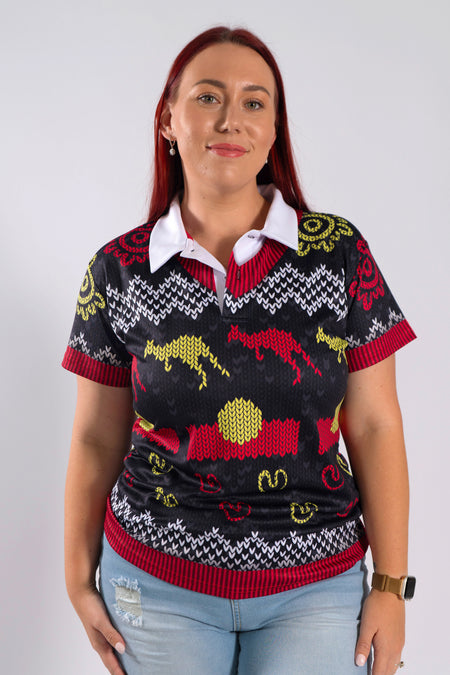 Christmas Joy (Flag) Women's Fitted Polo Shirt