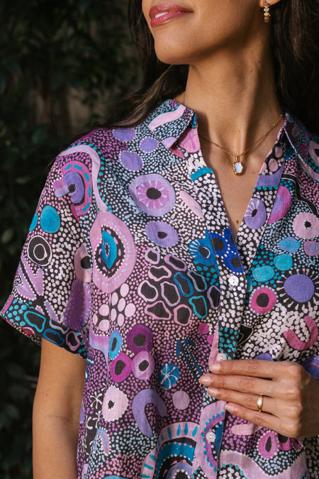 Makuru 100% Linen Short Sleeve Relaxed Women’s Shirt