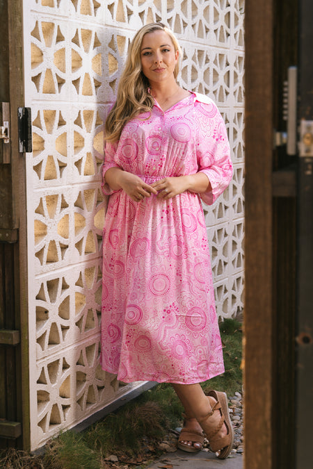 Sacred Women's Way 100% Rayon Shirt Dress