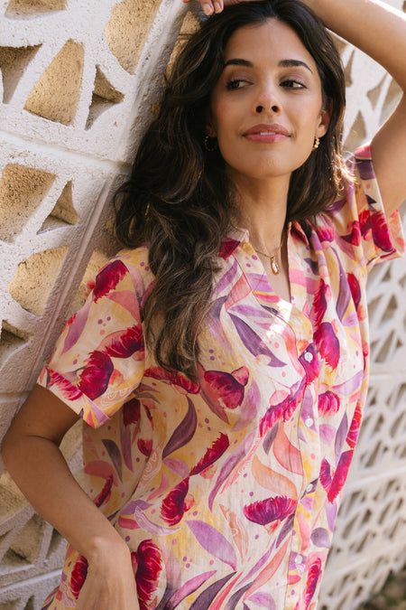 Illuminance 100% Linen Short Sleeve Relaxed Women’s Shirt