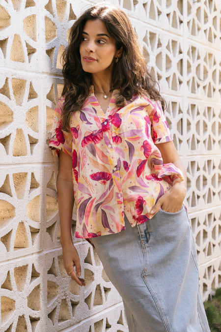 Illuminance 100% Linen Short Sleeve Relaxed Women’s Shirt