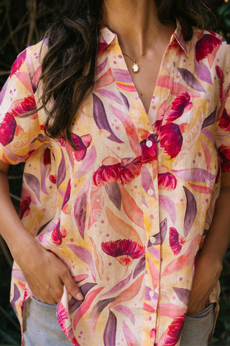 Illuminance 100% Linen Short Sleeve Relaxed Women’s Shirt