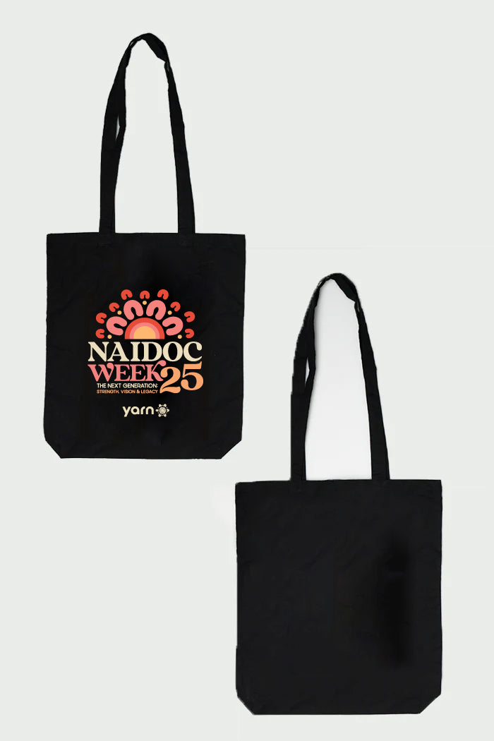 NAIDOC 2025 Black Long Handle Cotton Tote Bag
