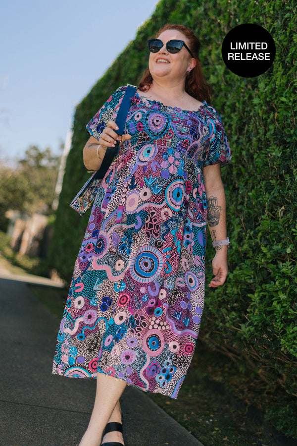 Makuru 100% Rayon Peasant Dress