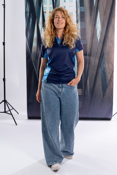 Together We Rise Navy Bamboo (Simpson) Women's Fitted Polo Shirt