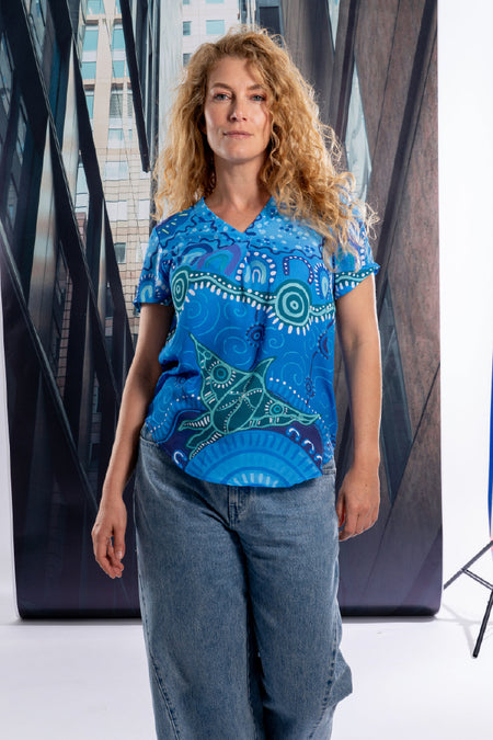 Together We Rise V Neck Women's Short Sleeve Blouse