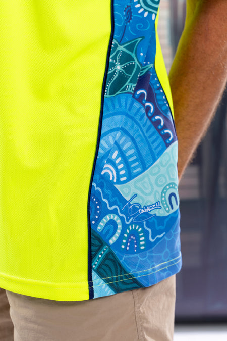 Together We Rise High Vis Fluoro Yellow Unisex Polo Shirt