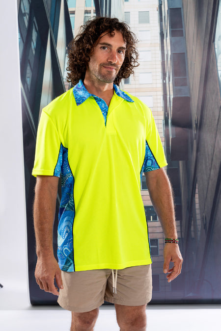 Together We Rise High Vis Fluoro Yellow Unisex Polo Shirt