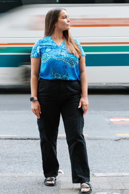 Together We Rise V Neck Women's Short Sleeve Blouse