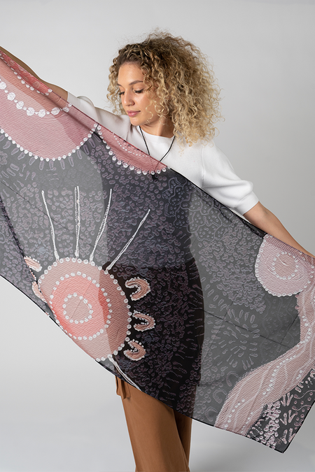 Meeting At The River Rectangle Chiffon Scarf