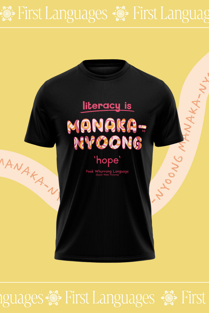 Manaka-nyoong 'Hope' ALNF Black Cotton Crew Neck Unisex T-Shirt