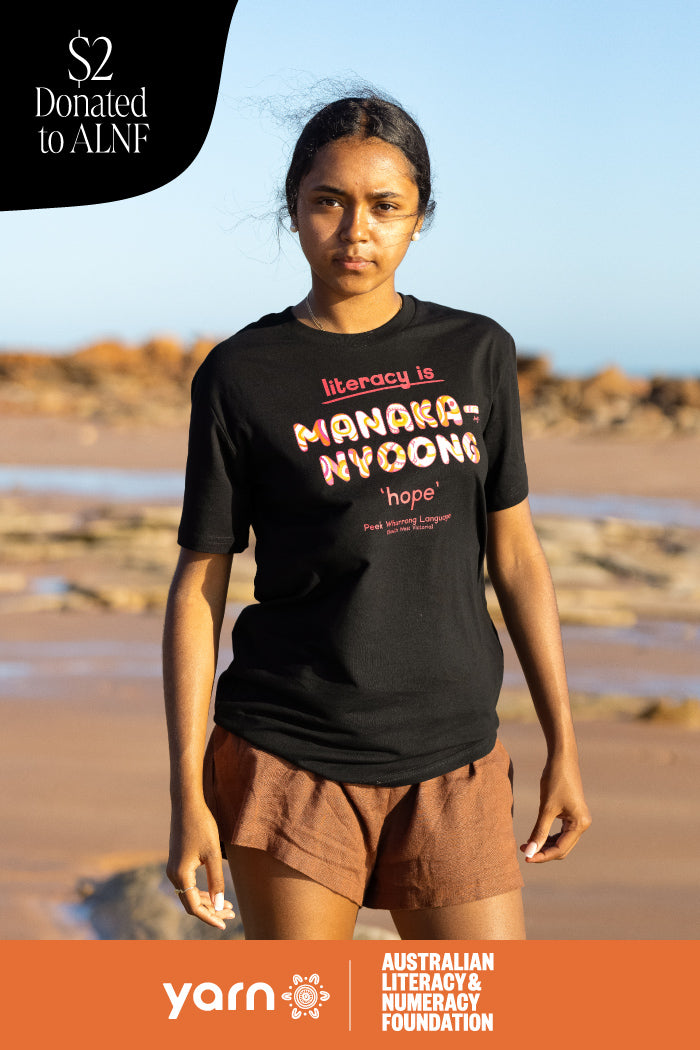 Manaka-nyoong 'Hope' ALNF Black Cotton Crew Neck Kids T-Shirt
