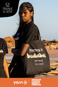 Budabai 'Strong' ALNF Black Cotton Canvas Carry Bag
