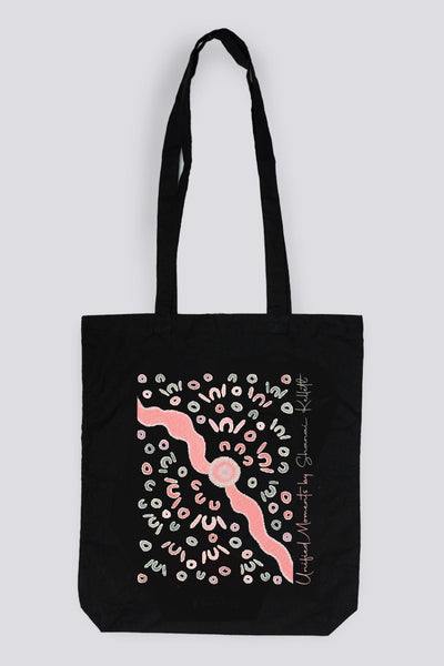 Unified Moments Black Long Handle Cotton Tote Bag