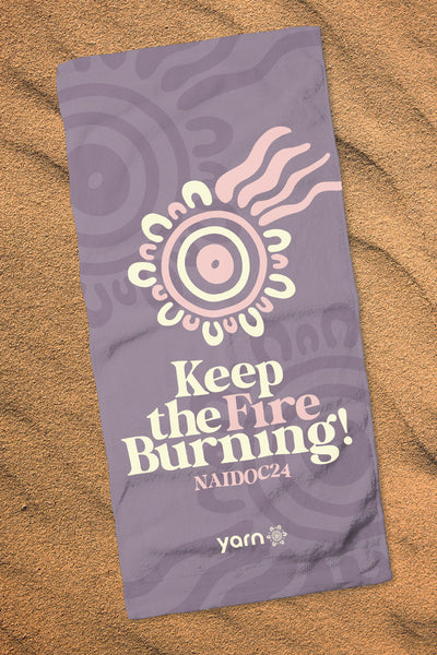 Keep The Fire Burning! NAIDOC 2024 Mauve Beach Towel