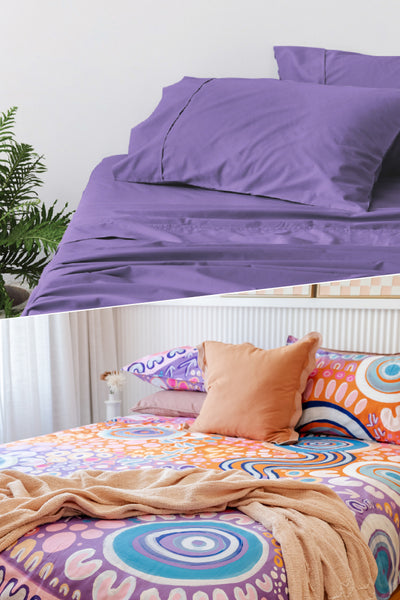 Ngootyoong (Joy) Quilt Cover & Paisley Purple Sheet Set Bedding Bundle