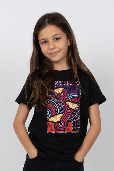 Ngal-Gawu' Grandmother (Mother's Mum) Black Cotton Crew Neck Kids T-Shirt