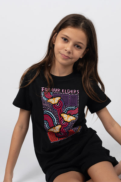 Ngal-Gawu' Grandmother (Mother's Mum) Black Cotton Crew Neck Kids T-Shirt