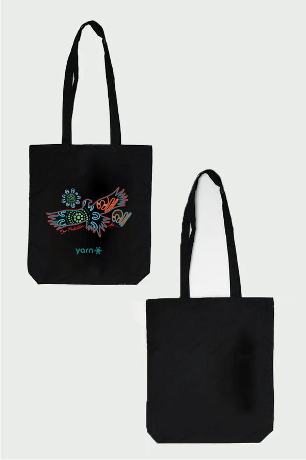 Our Protectors Black Long Handle Cotton Tote Bag