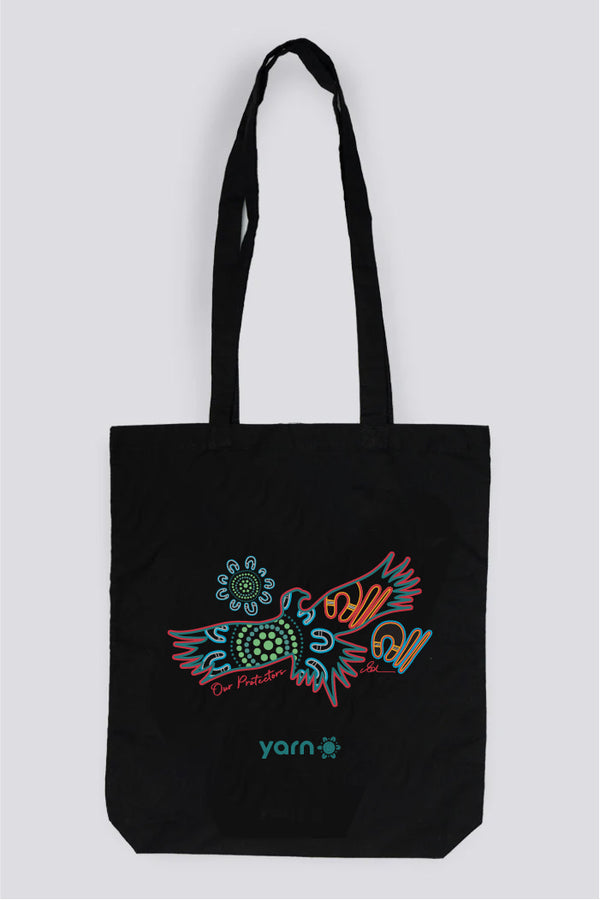 Our Protectors Black Long Handle Cotton Tote Bag