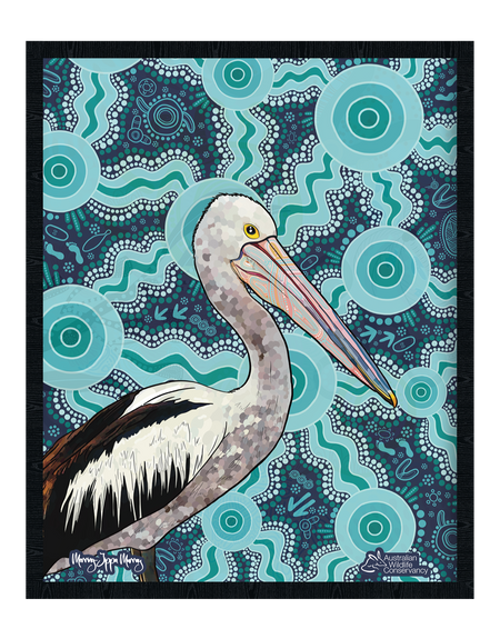 Pelican (Dhalipnha) 'Australian Wildlife Conservancy' Linen Blend Tea Towel