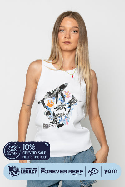 Protect Our Coral To Save Our Reef White Women's Organic Rib Tank Top
