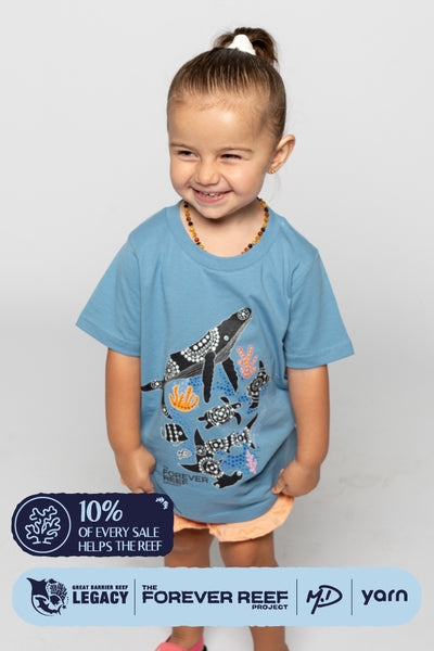 Protect Our Coral To Save Our Reef Carolina Blue Cotton Crew Neck Kids T-Shirt