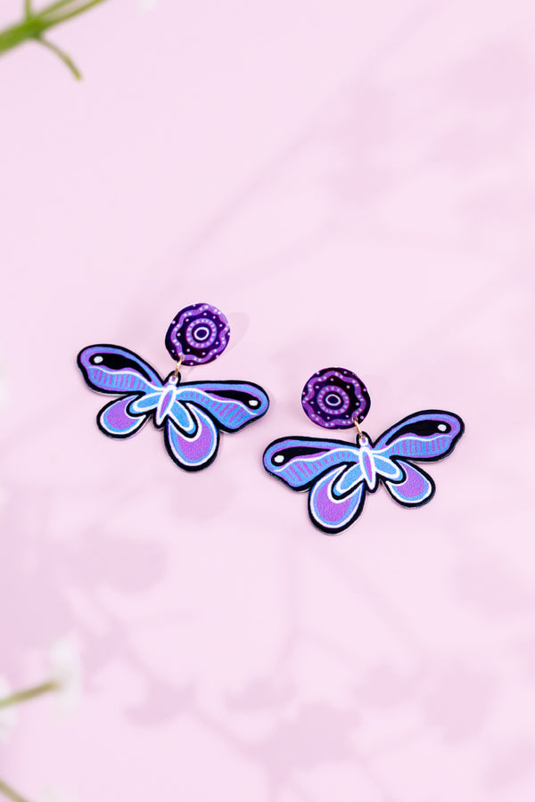 Colours Of The Land Blue Butterfly Earrings