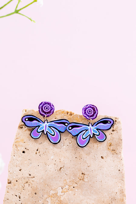 Colours Of The Land Blue Butterfly Earrings