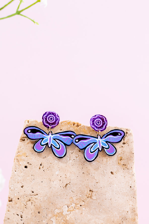 Colours Of The Land Blue Butterfly Earrings