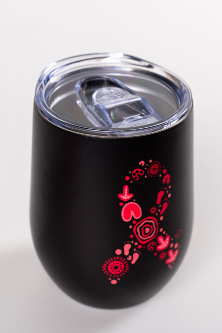 Sacred Women's Way Ribbon (Black) Vacuum Insulated Double Walled Stainless Steel Travel Mug