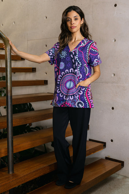 Muru To Our Biriwal (Pathway To Our Future) Women's Three Pocket Scrub Top