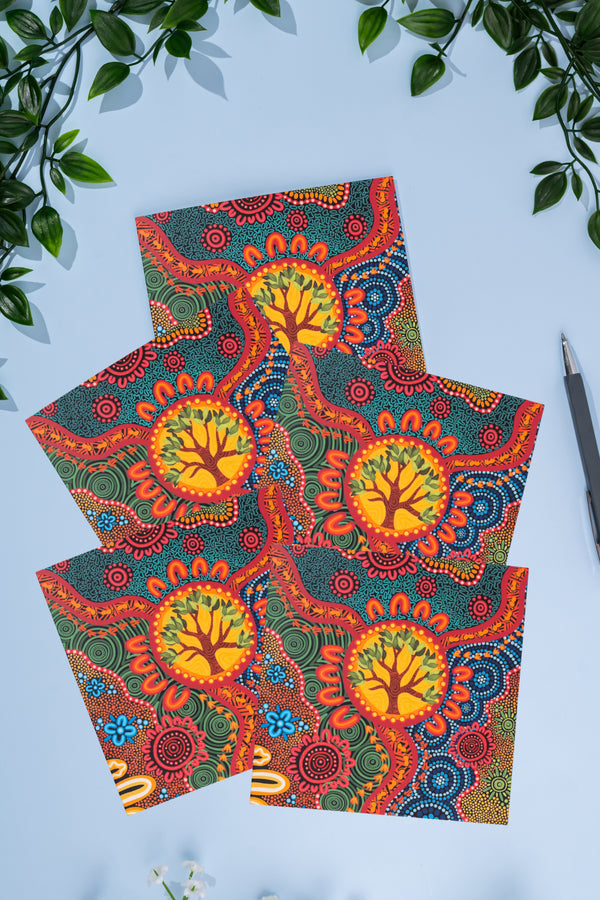 Wurung (Branches) 14cm Square Greeting Cards (5 Pack)