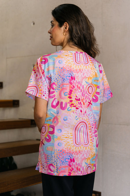 Flourishing Blooms Women’s Three Pocket Scrub Top