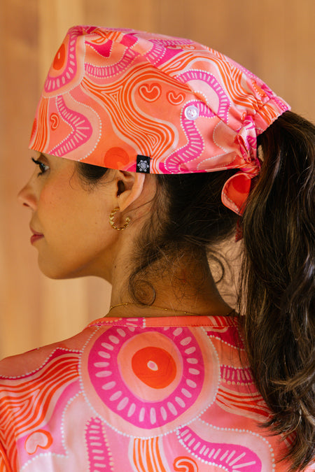 Leehan (Heart) Tie Back Scrub Caps