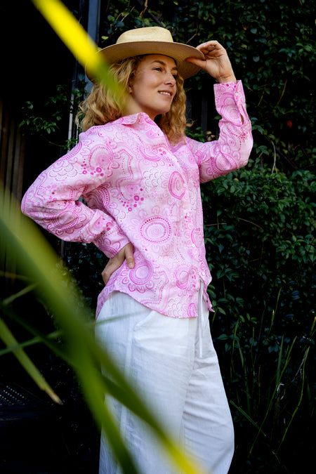 Sacred Women's Way 100% Linen Long Sleeve Relaxed Women’s Shirt