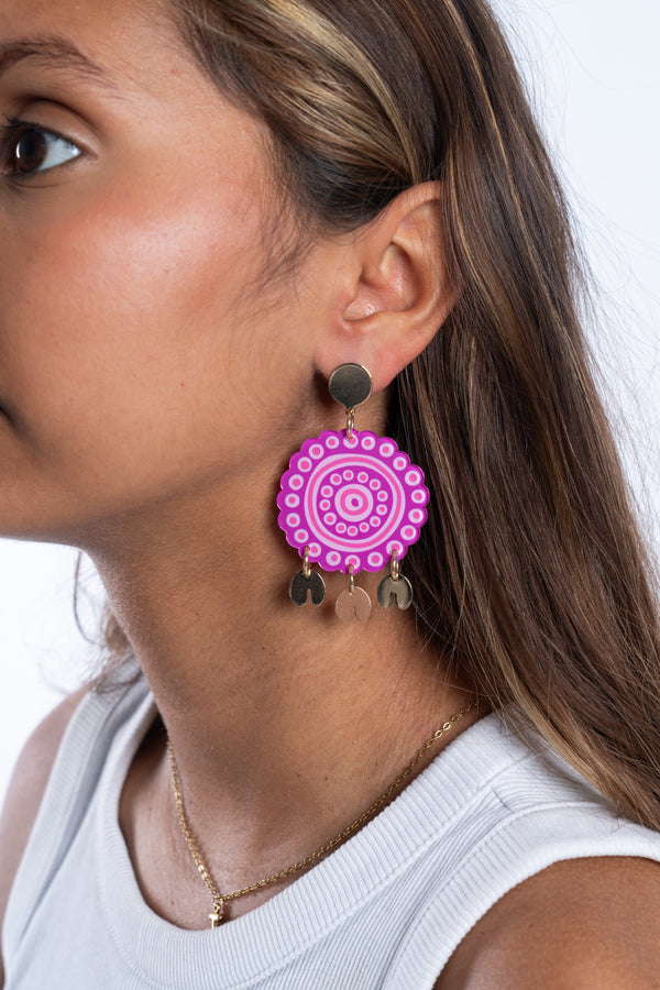 Wumbi (Pink) Acrylic Hanging Earrings
