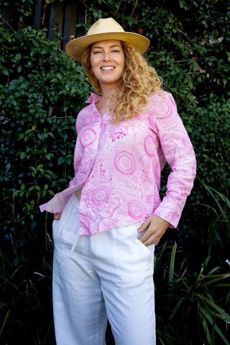 Sacred Women's Way 100% Linen Long Sleeve Relaxed Women’s Shirt