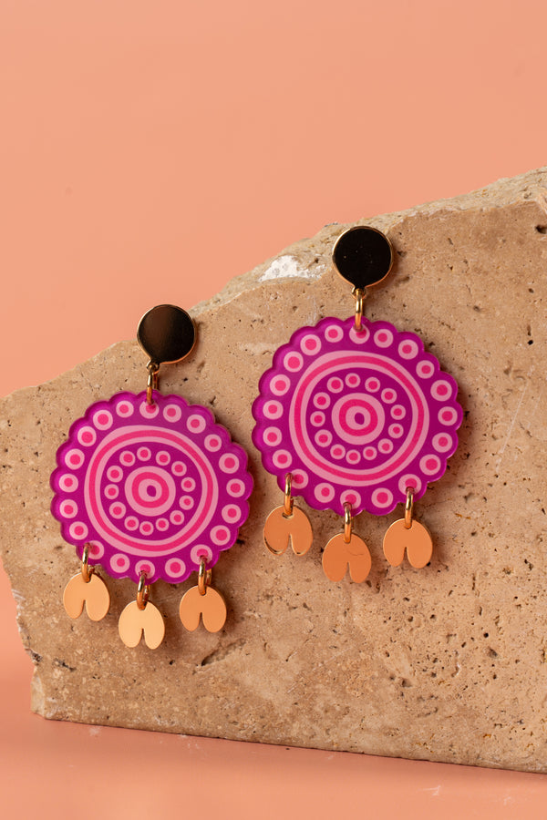 Wumbi (Pink) Acrylic Hanging Earrings