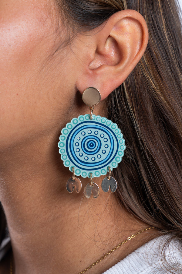 Wumbi (Blue) Acrylic Hanging Earrings