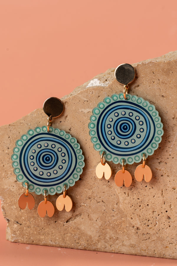 Wumbi (Blue) Acrylic Hanging Earrings