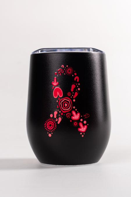 Sacred Women's Way Ribbon (Black) Vacuum Insulated Double Walled Stainless Steel Travel Mug