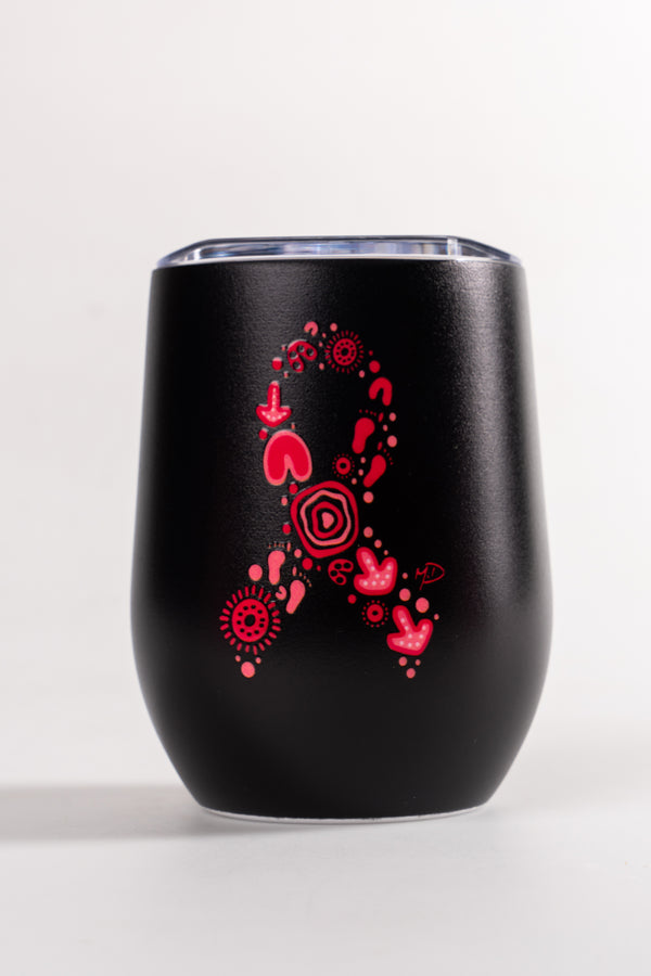 Sacred Women's Way Ribbon (Black) Vacuum Insulated Double Walled Stainless Steel Travel Mug