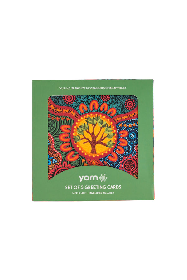 Wurung (Branches) 14cm Square Greeting Cards (5 Pack)