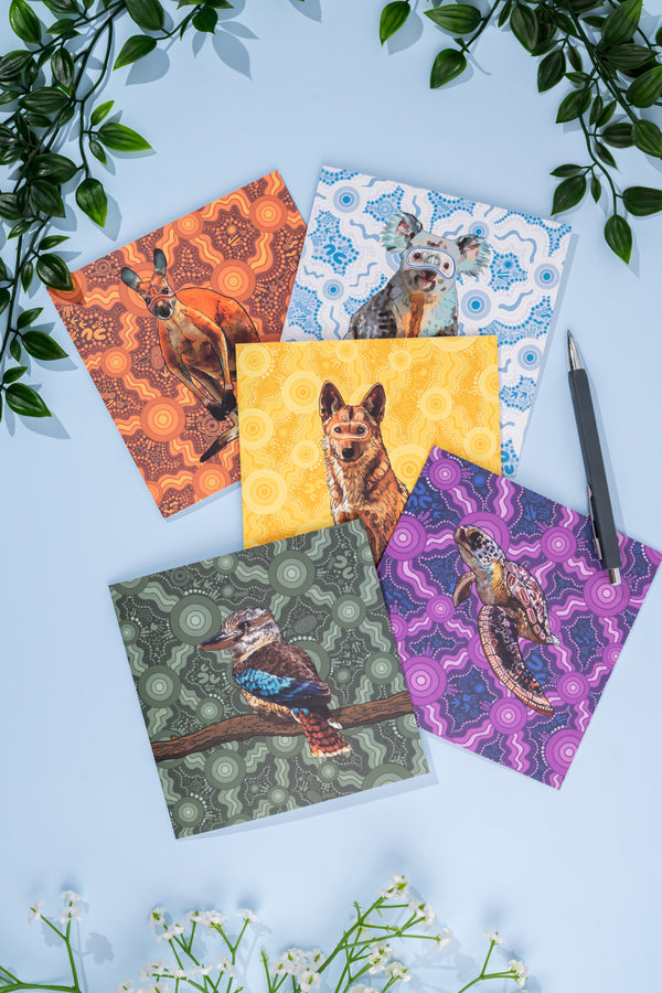 Merring-Jippa Murray 14cm Square Greeting Cards (5 Pack)