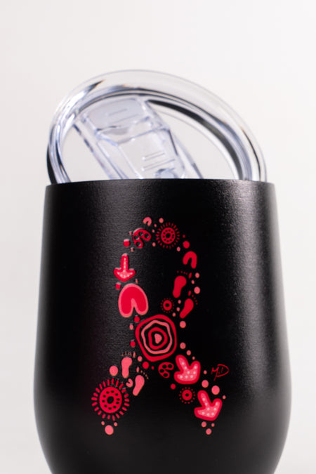 Sacred Women's Way Ribbon (Black) Vacuum Insulated Double Walled Stainless Steel Travel Mug