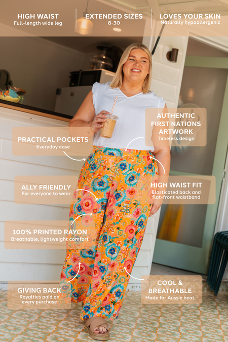 Seeds Of Spirit 100% Rayon Wide Leg Pants