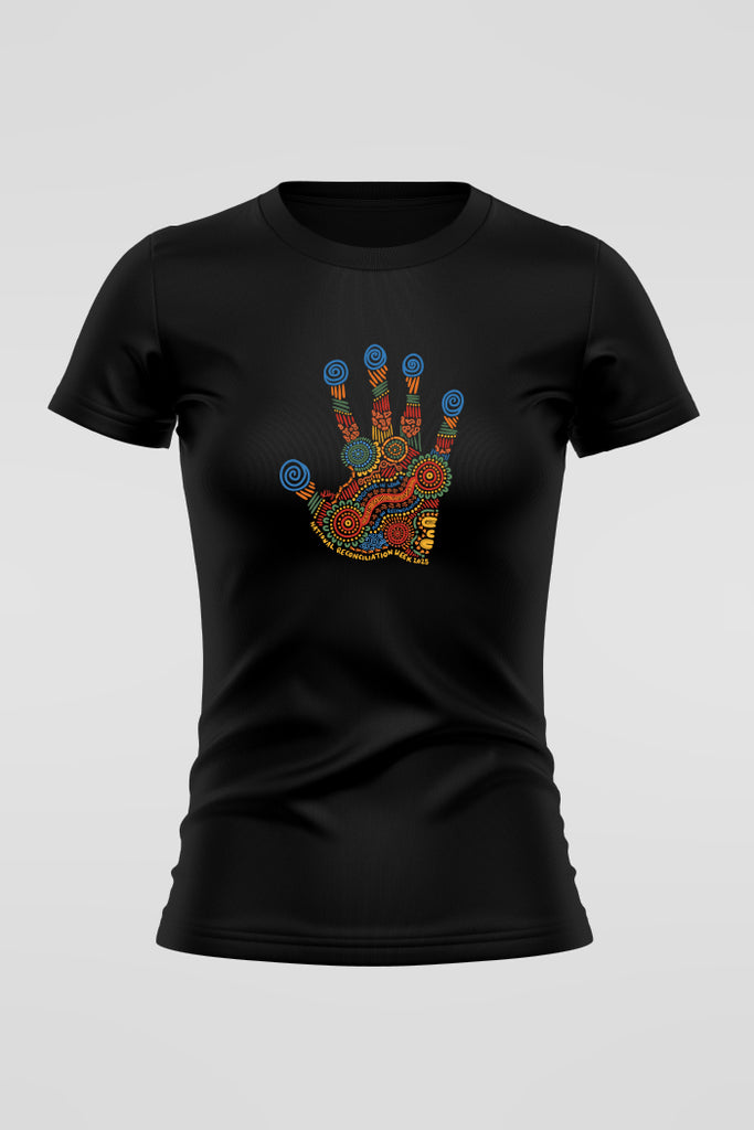 Imprint Of Change 'Reconciliation Week' Black Cotton Crew Neck Women's T-Shirt