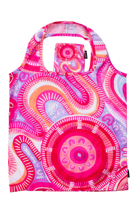 Merindah-Gunya Artist Collection rPET Reusable Fold-Up Shopping Bag (3 Pack) with Drawstring Bag