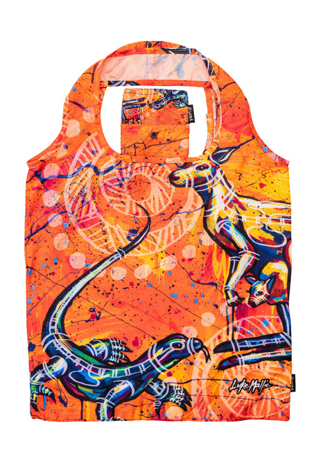 Luke Mallie Artist Collection rPET Reusable Fold-Up Shopping Bag (3 Pack) with Drawstring Bag